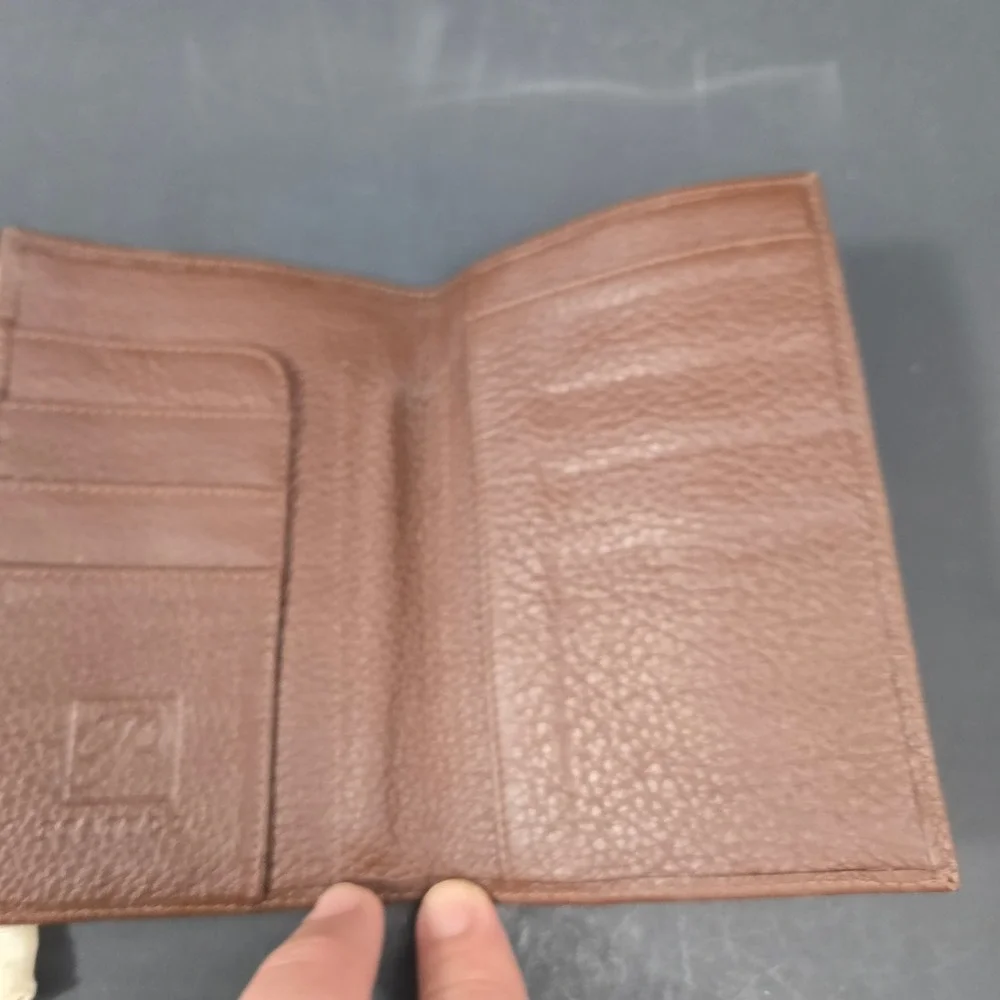 Vintage Pfaffco Vachetta Cafe Brown Pebbled Leather Bifold Wallet with Dust Bag